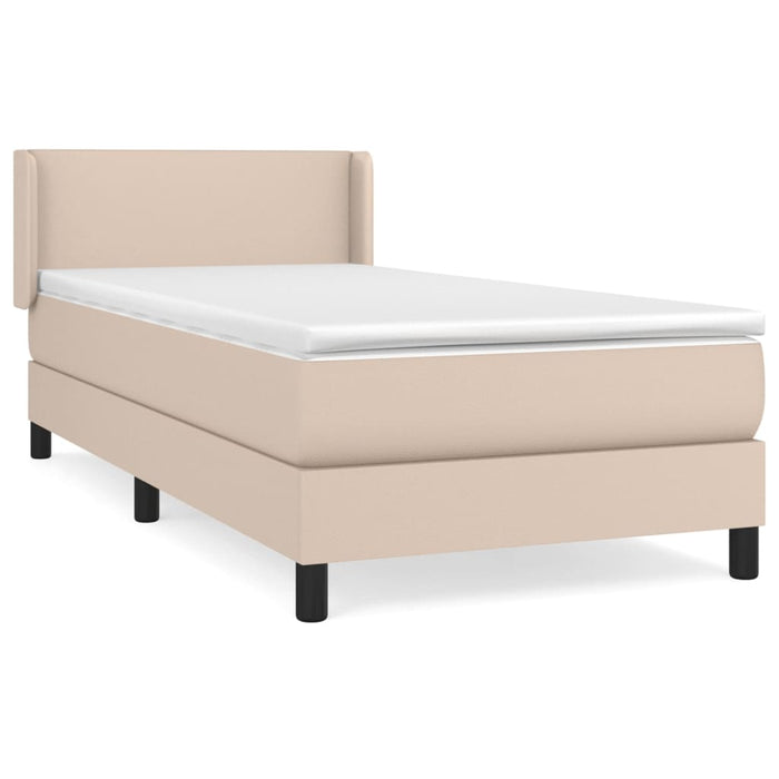 Pat box spring cu saltea, cappuccino, 100x200cm piele ecologică - WALTI WALTI