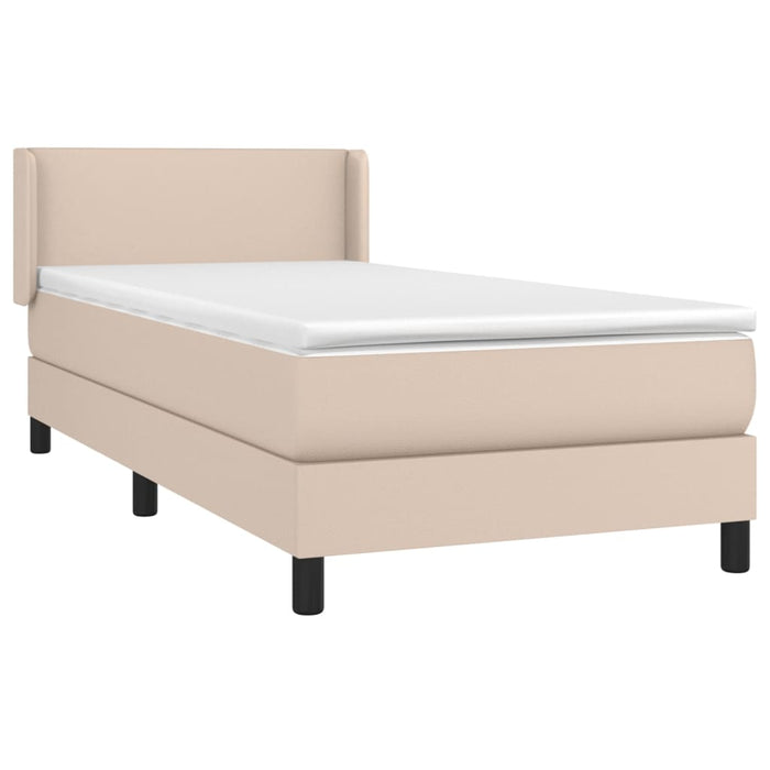 Pat box spring cu saltea, cappuccino, 100x200cm piele ecologică - WALTI WALTI