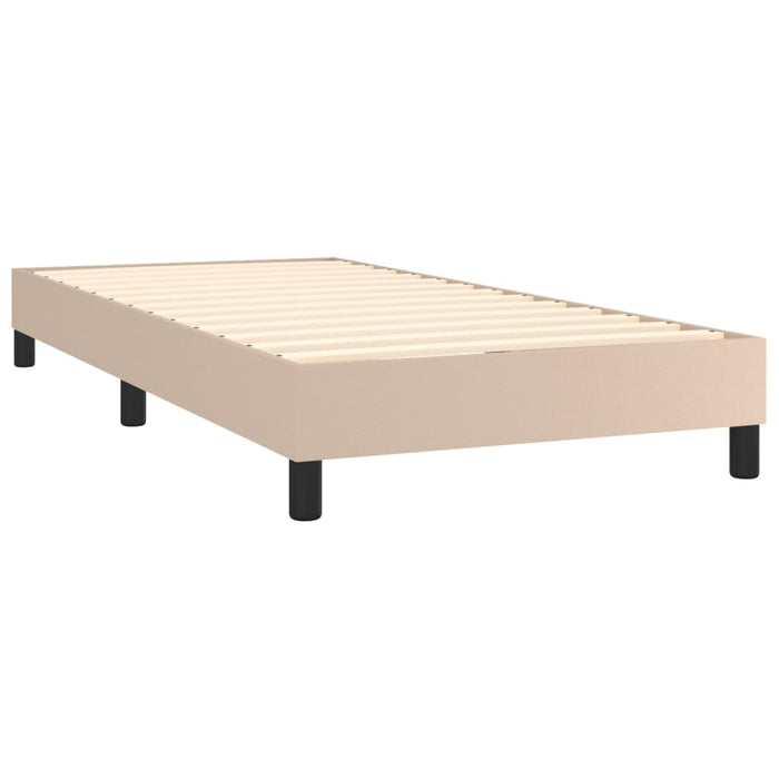Pat box spring cu saltea, cappuccino, 100x200cm piele ecologică - WALTI WALTI