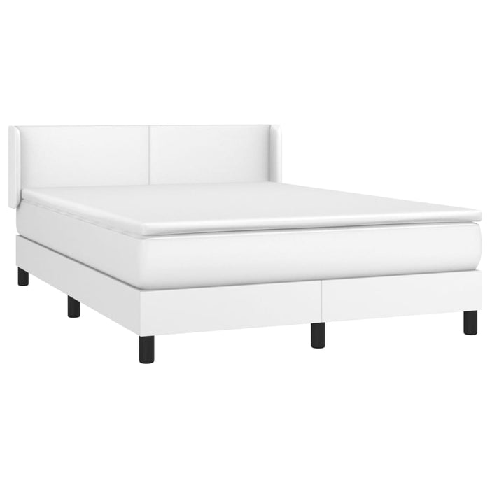 Pat box spring cu saltea, alb, 140x190 cm, piele ecologică - WALTI WALTI