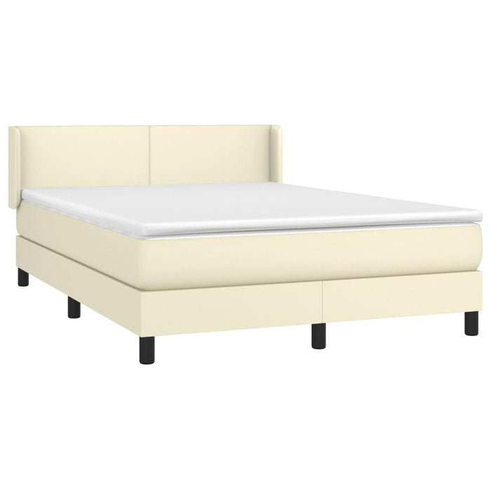 Pat box spring cu saltea, crem, 140x190 cm, piele ecologică - WALTI WALTI