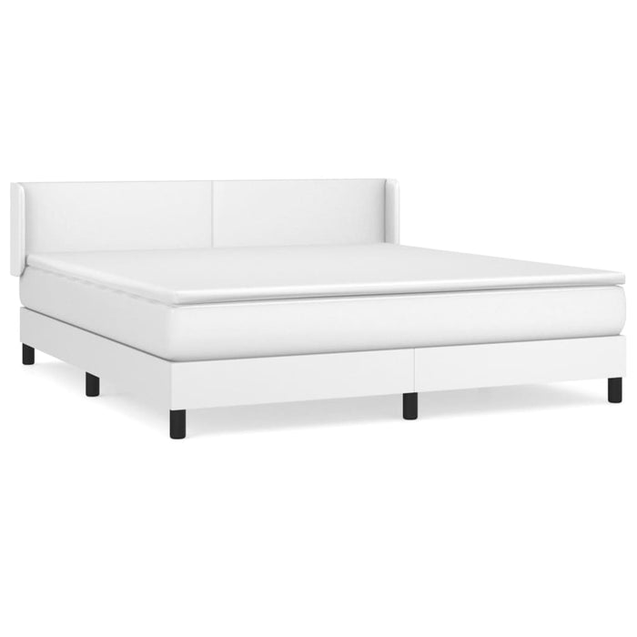 Pat box spring cu saltea, alb, 160x200 cm, piele ecologică - WALTI WALTI