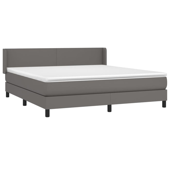 Pat box spring cu saltea, gri, 160x200 cm, piele ecologică - WALTI WALTI