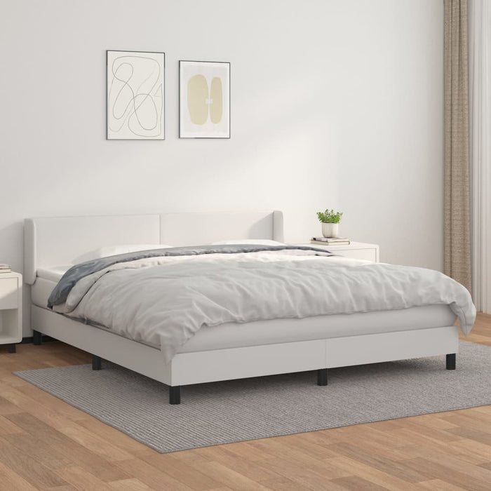 Pat box spring cu saltea, alb, 180x200 cm, piele ecologică - WALTI WALTI