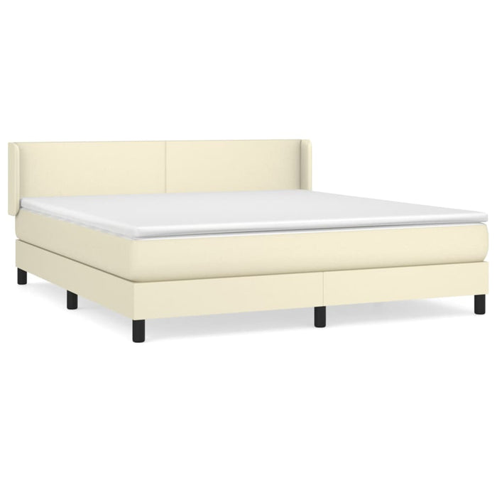 Pat box spring cu saltea, crem, 180x200 cm, piele ecologică - WALTI WALTI