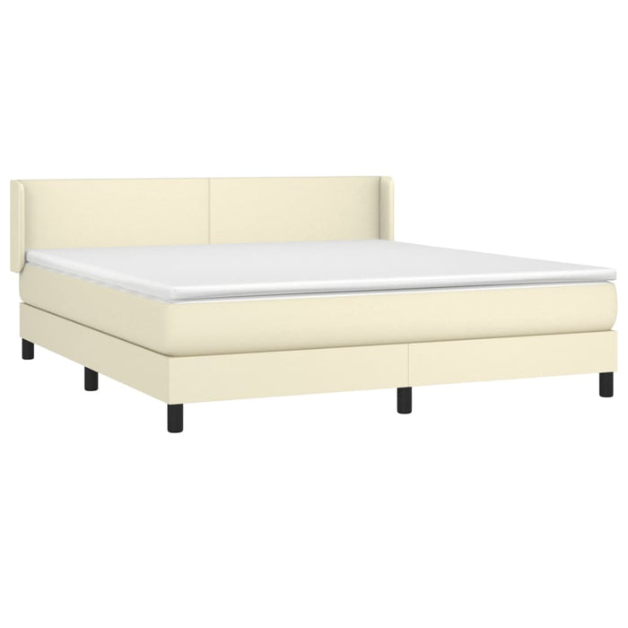 Pat box spring cu saltea, crem, 180x200 cm, piele ecologică - WALTI WALTI