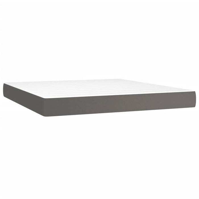 Pat box spring cu saltea, gri, 180x200 cm, piele ecologică - WALTI WALTI