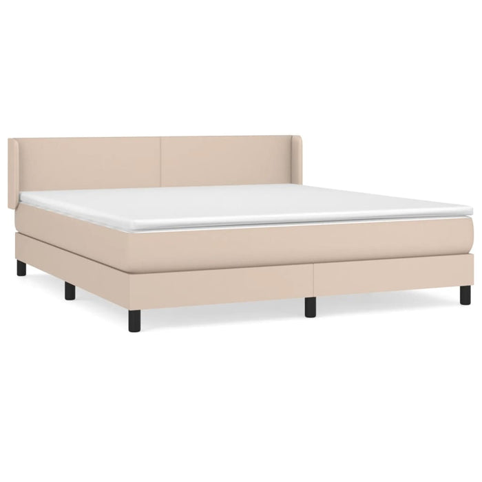 Pat box spring cu saltea, cappuccino, 180x200cm piele ecologică - WALTI WALTI
