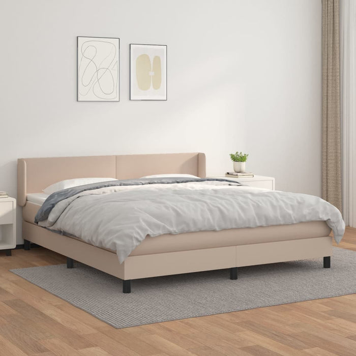 Pat box spring cu saltea, cappuccino, 180x200cm piele ecologică - WALTI WALTI