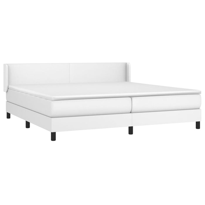 Pat box spring cu saltea, alb, 200x200 cm, piele ecologică - WALTI WALTI