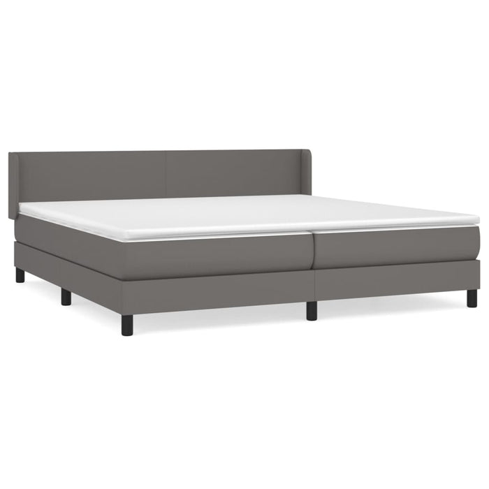 Pat box spring cu saltea, gri, 200x200 cm, piele ecologică - WALTI WALTI