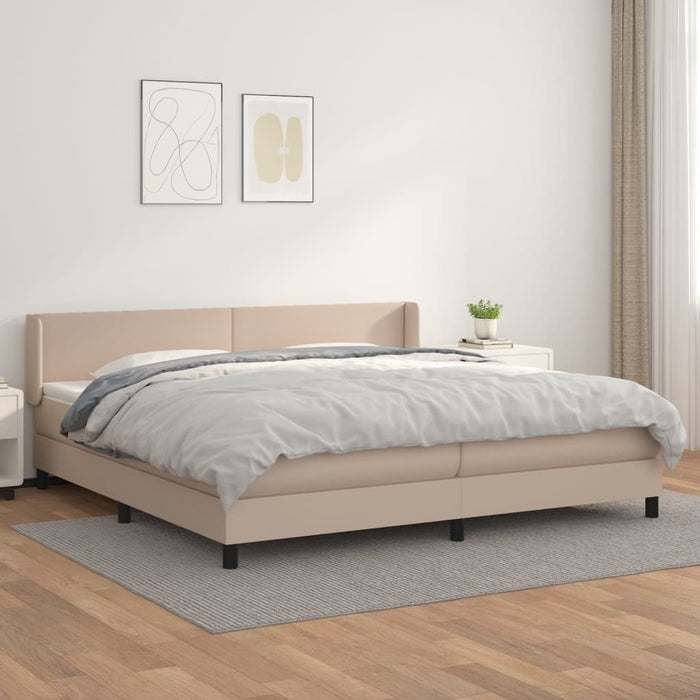 Pat continental cu saltea, cappuccino, 200x200 cm, piele eco WALTI