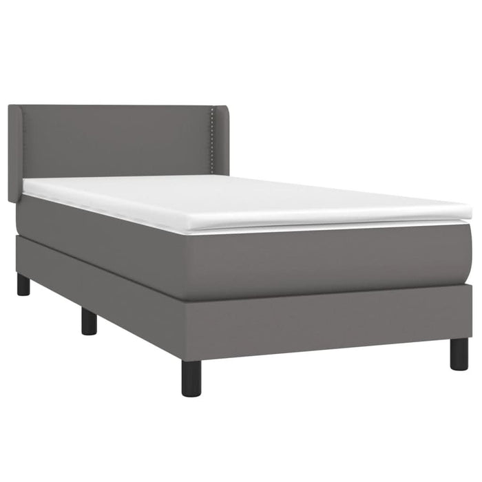 Pat box spring cu saltea, gri, 80x200 cm, piele ecologică - WALTI WALTI