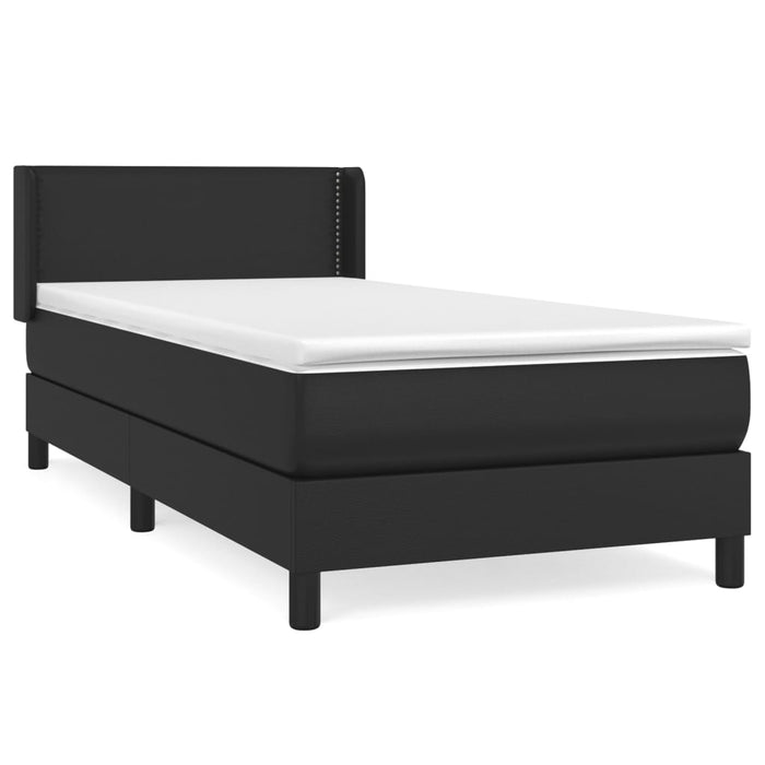 Pat box spring cu saltea, negru, 90x200 cm, piele ecologică - WALTI WALTI