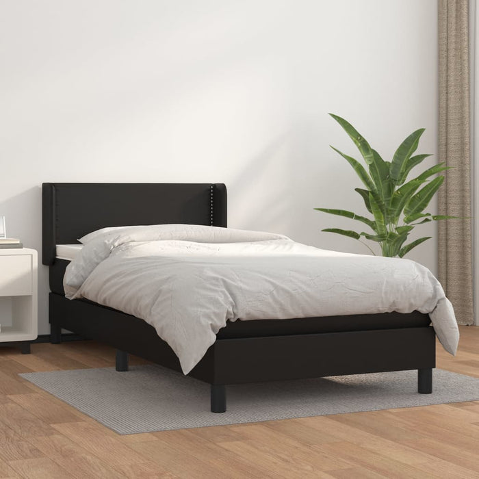 Pat box spring cu saltea, negru, 90x200 cm, piele ecologică - WALTI WALTI