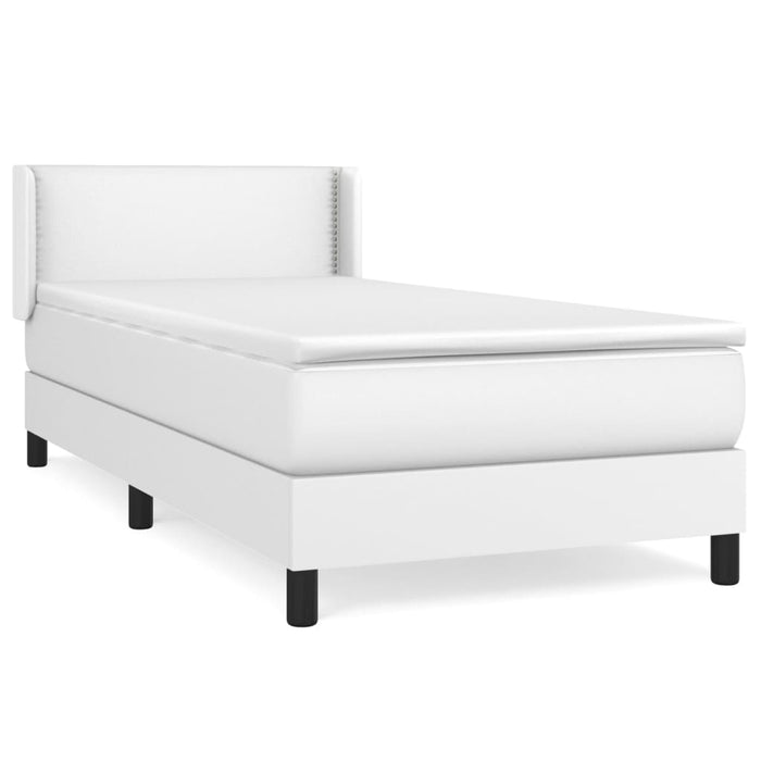 Pat box spring cu saltea, alb, 100x200 cm, piele ecologică - WALTI WALTI
