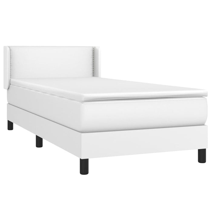 Pat box spring cu saltea, alb, 100x200 cm, piele ecologică - WALTI WALTI