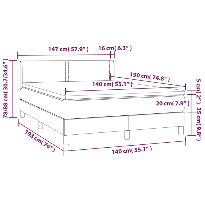 Pat box spring cu saltea, negru, 140x190 cm, piele ecologică - WALTI WALTI