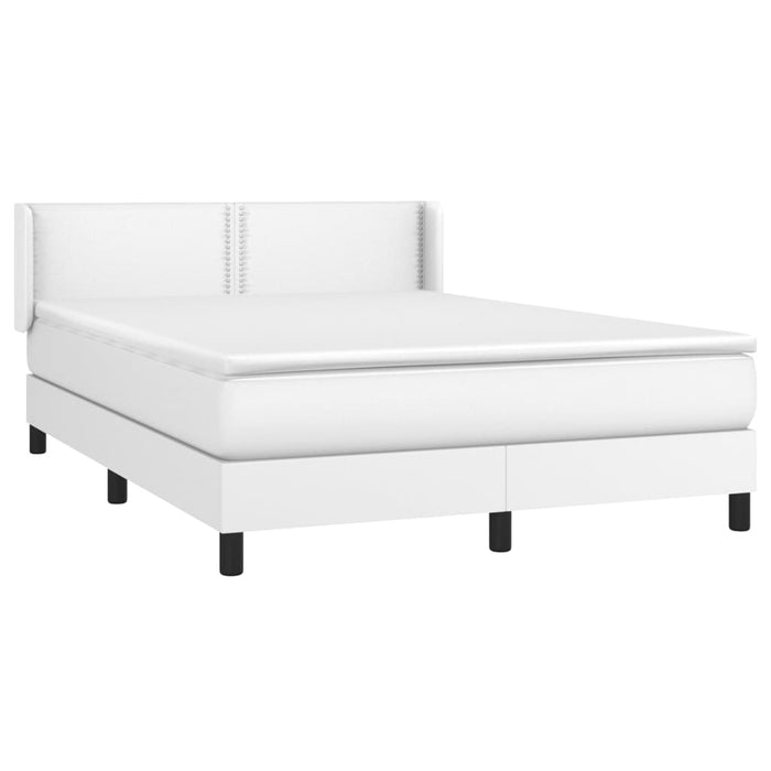 Pat box spring cu saltea, alb, 140x190 cm, piele ecologică - WALTI WALTI