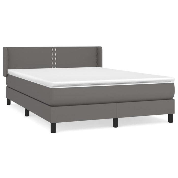 Pat box spring cu saltea, gri, 140x190 cm, piele ecologică - WALTI WALTI