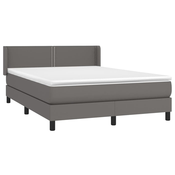 Pat box spring cu saltea, gri, 140x200 cm, piele ecologică - WALTI WALTI