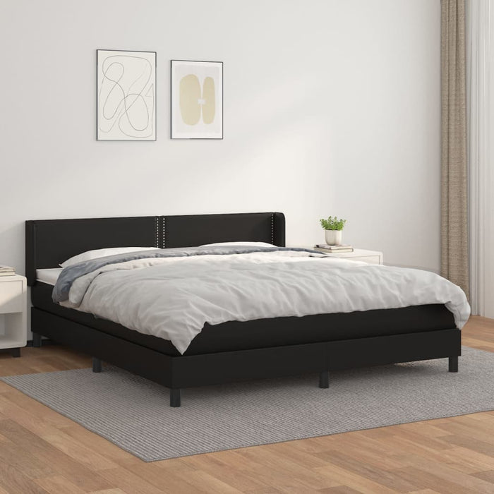 Pat box spring cu saltea, negru, 160x200 cm, piele ecologică - WALTI WALTI