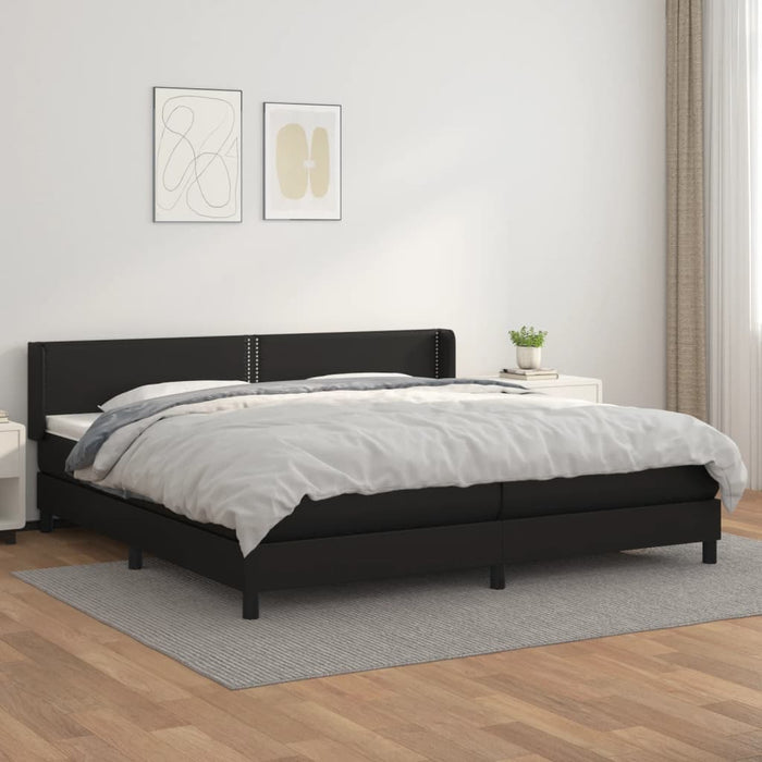 Pat box spring cu saltea, negru, 200x200 cm, piele ecologică - WALTI WALTI