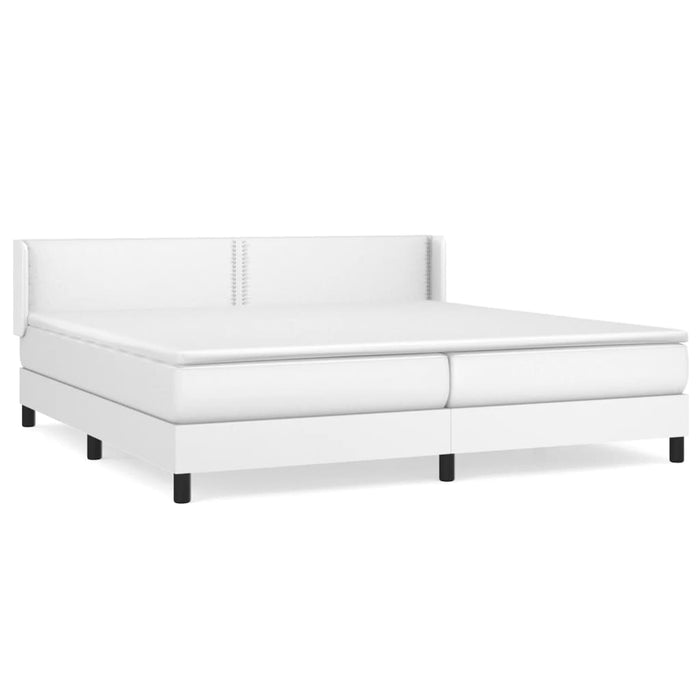 Pat box spring cu saltea, alb, 200x200 cm, piele ecologică - WALTI WALTI