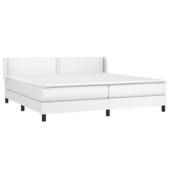 Pat box spring cu saltea, alb, 200x200 cm, piele ecologică - WALTI WALTI