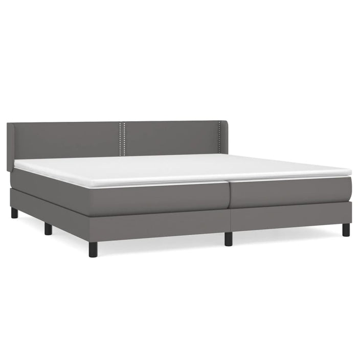 Pat box spring cu saltea, gri, 200x200 cm, piele ecologică - WALTI WALTI
