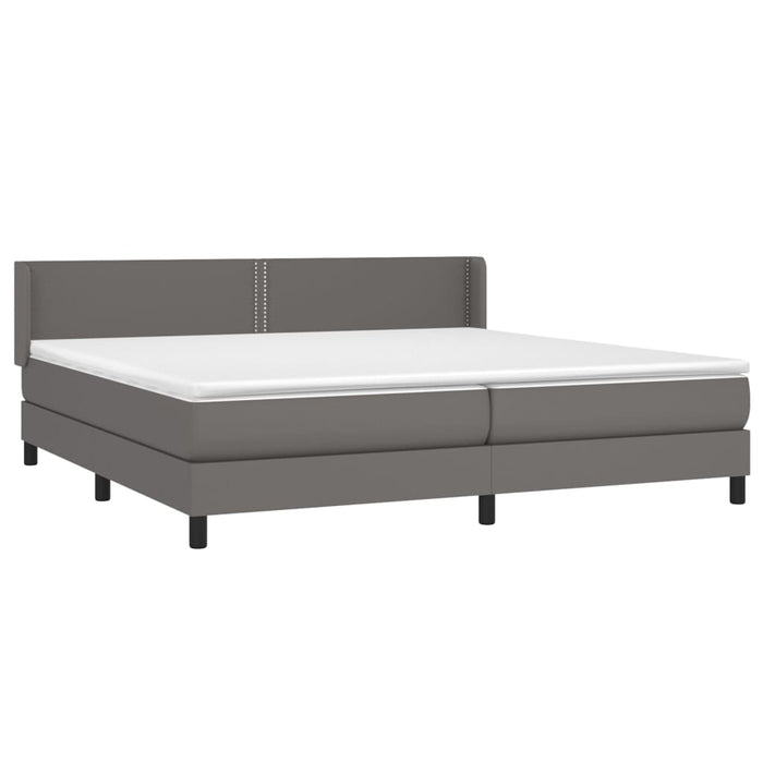 Pat box spring cu saltea, gri, 200x200 cm, piele ecologică - WALTI WALTI