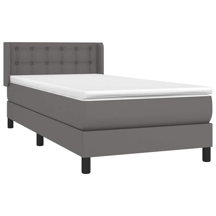 Pat box spring cu saltea, gri, 80x200 cm, piele ecologică - WALTI WALTI