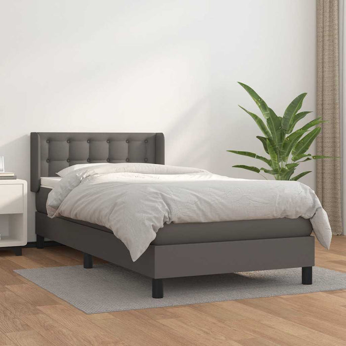 Pat box spring cu saltea, gri, 80x200 cm, piele ecologică - WALTI WALTI