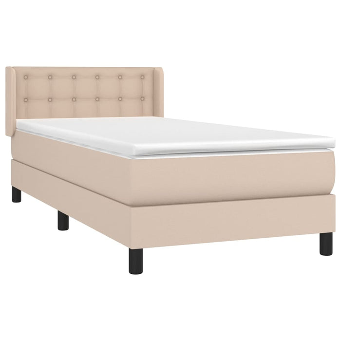 Pat box spring cu saltea, cappuccino, 90x190 cm piele ecologică - WALTI WALTI