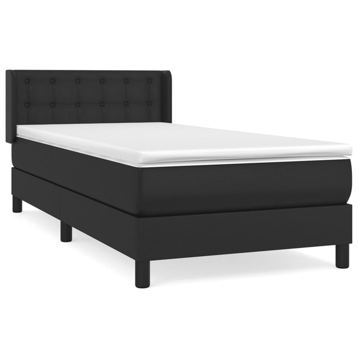 Pat box spring cu saltea, negru, 90x200 cm, piele ecologică - WALTI WALTI