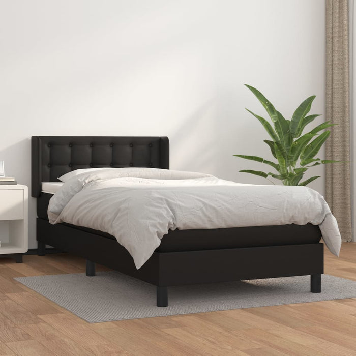 Pat box spring cu saltea, negru, 90x200 cm, piele ecologică - WALTI WALTI