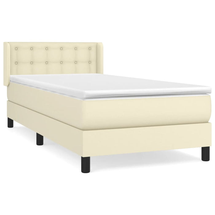 Pat box spring cu saltea, crem, 90x200 cm, piele ecologică - WALTI WALTI