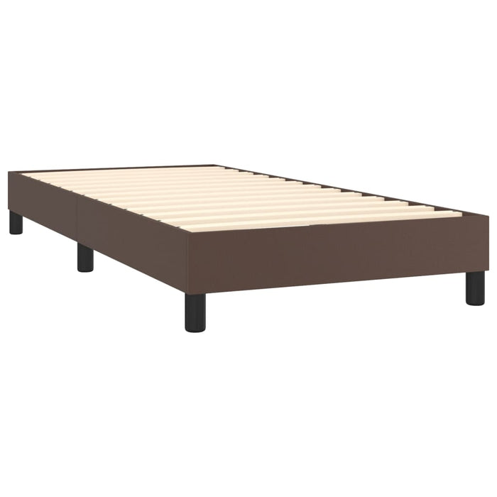 Pat box spring cu saltea, maro, 90x200 cm, piele ecologică WALTI