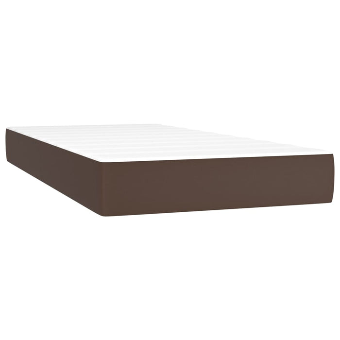 Pat box spring cu saltea, maro, 90x200 cm, piele ecologică WALTI