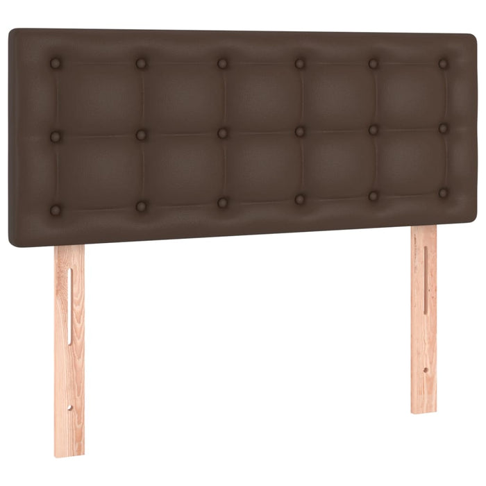 Pat box spring cu saltea, maro, 90x200 cm, piele ecologică WALTI