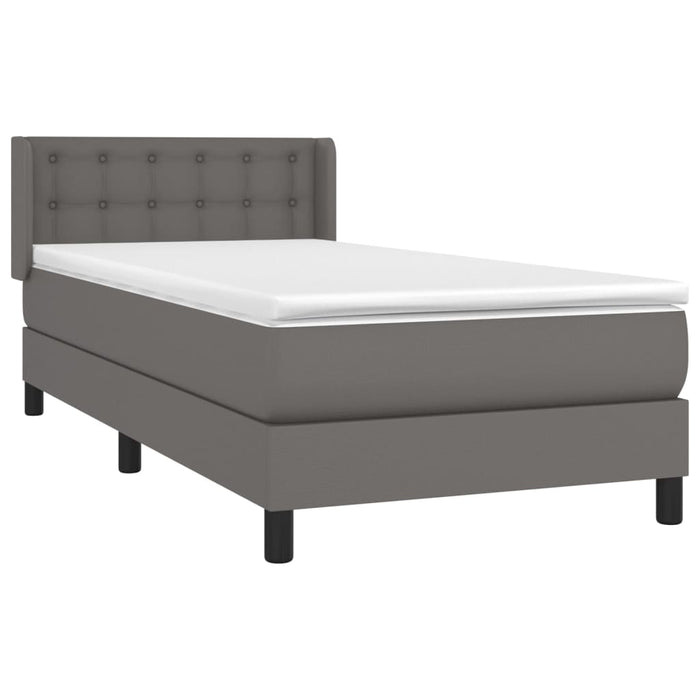 Pat box spring cu saltea, gri, 90x200 cm, piele ecologică - WALTI WALTI