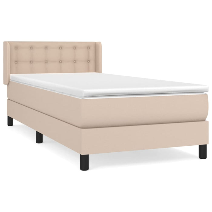 Pat box spring cu saltea, cappuccino, 90x200 cm piele ecologică - WALTI WALTI