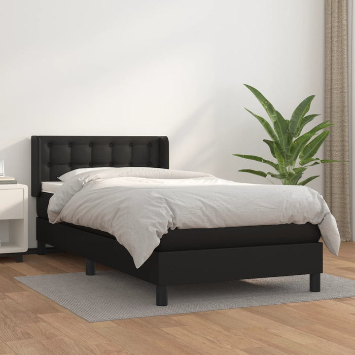 Pat box spring cu saltea, negru, 100x200 cm, piele ecologică - WALTI WALTI