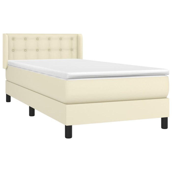 Pat box spring cu saltea, crem, 100x200 cm, piele ecologică - WALTI WALTI