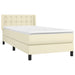 Pat box spring cu saltea, crem, 100x200 cm, piele ecologică - WALTI WALTI