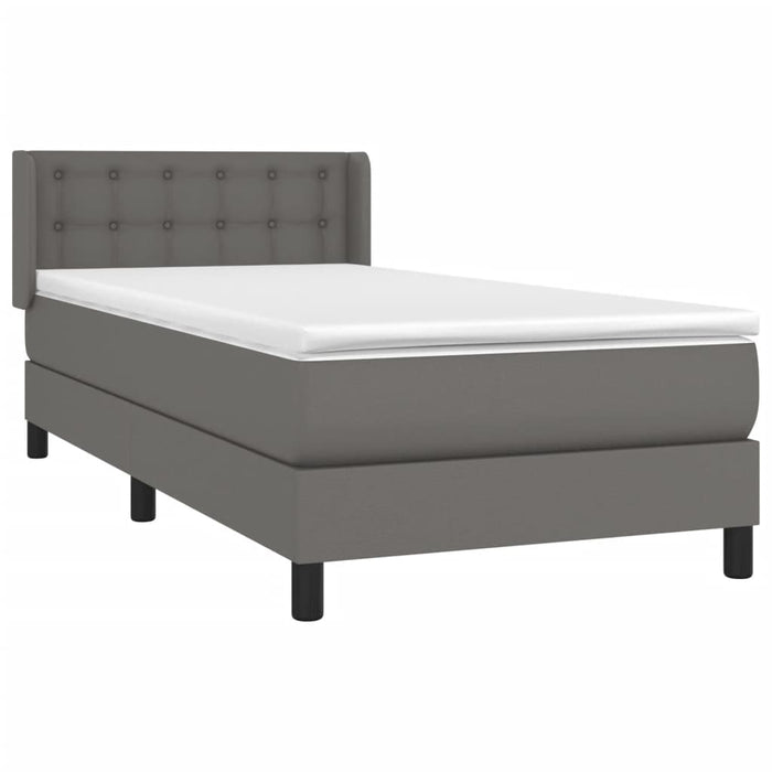 Pat box spring cu saltea, gri, 100x200 cm, piele ecologică - WALTI WALTI