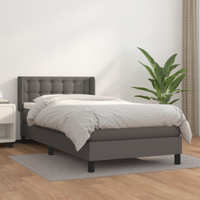 Pat box spring cu saltea, gri, 100x200 cm, piele ecologică - WALTI WALTI