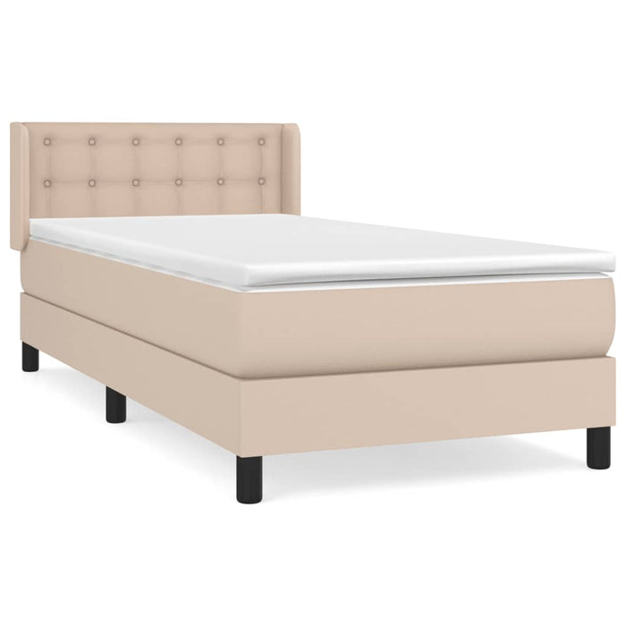 Pat box spring cu saltea, cappuccino, 100x200cm piele ecologică - WALTI WALTI