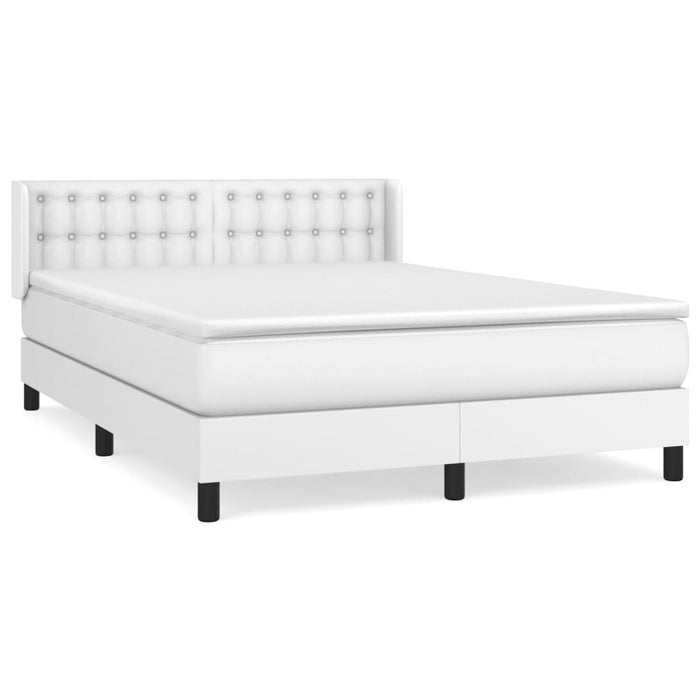Pat box spring cu saltea, alb, 140x190 cm, piele ecologică - WALTI WALTI
