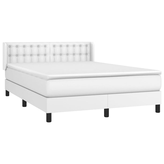 Pat box spring cu saltea, alb, 140x190 cm, piele ecologică - WALTI WALTI